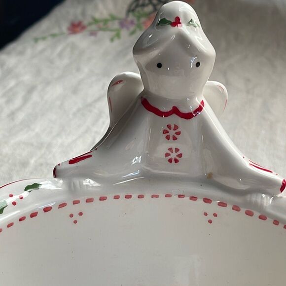 Temptations by Tara Peppermint Holly Angel Christmas Holiday bowl. - Picture 9 of 9